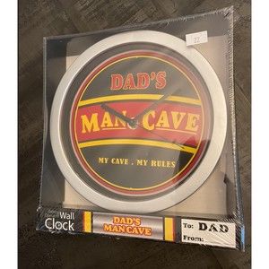 New-Dad's Man Cave Wall Clock -Battery Operated 8x8.5